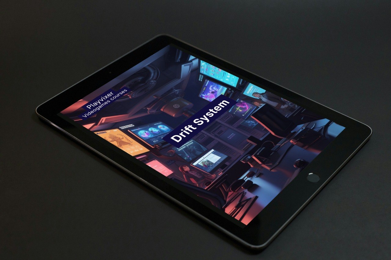 Tablet displaying a colorful interface on a dark background